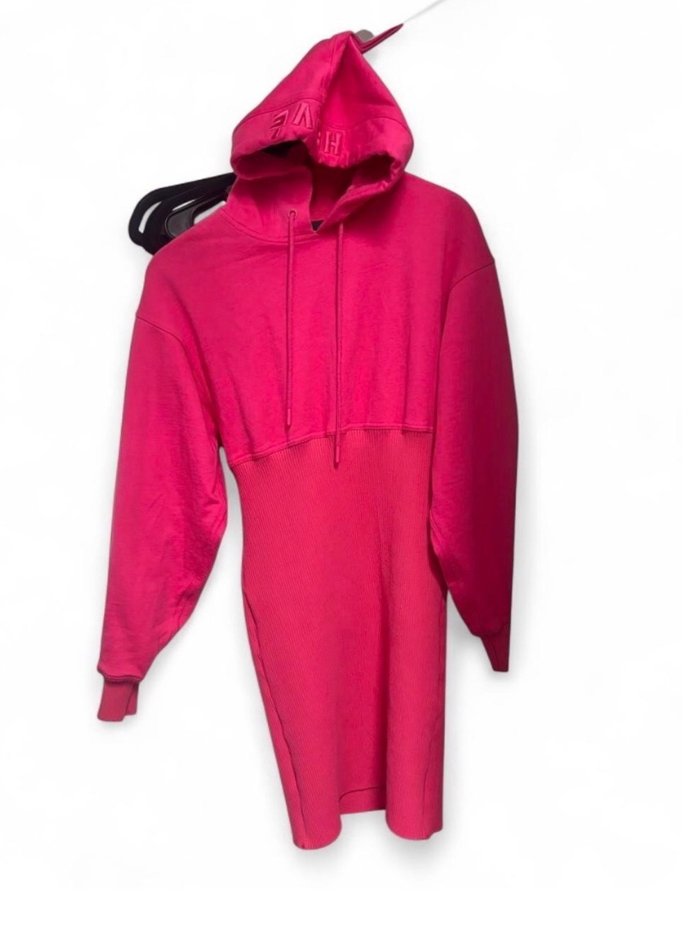 Herve Leger Hot Pink Long Sleeve Hooded Dress